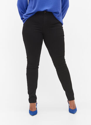 Extra slim fit Amy jeans with a high waist, Black, Model image number 4