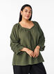Cotton muslin blouse with 3/4 sleeves, Thyme, Model image number 0