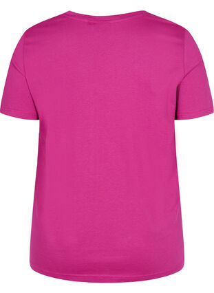 Short-sleeved cotton t-shirt with a print, Festival Fuchsia WAY, Packshot image number 1