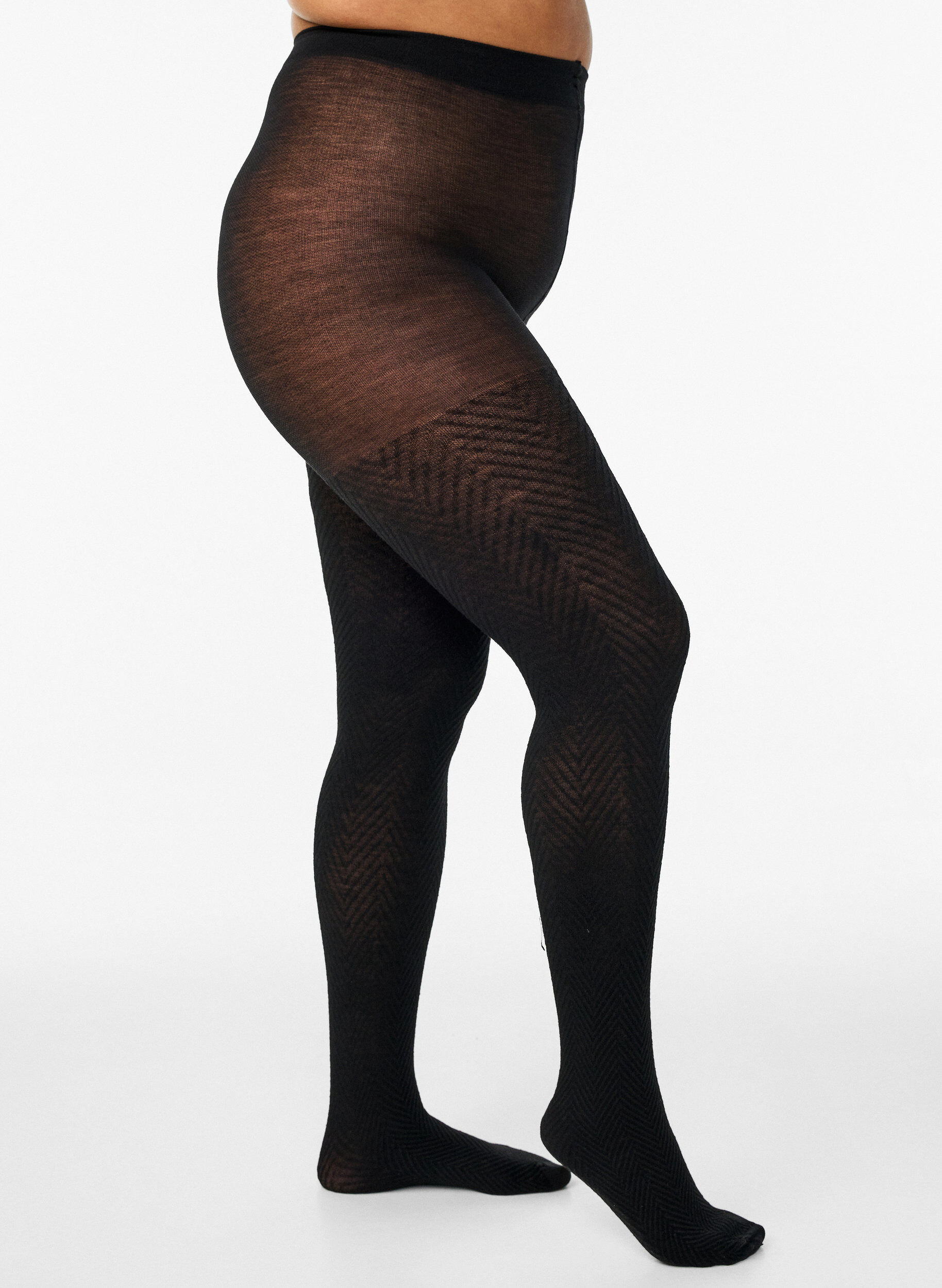 Zizzifashion Textured tights, Black, Packshot image number 0
