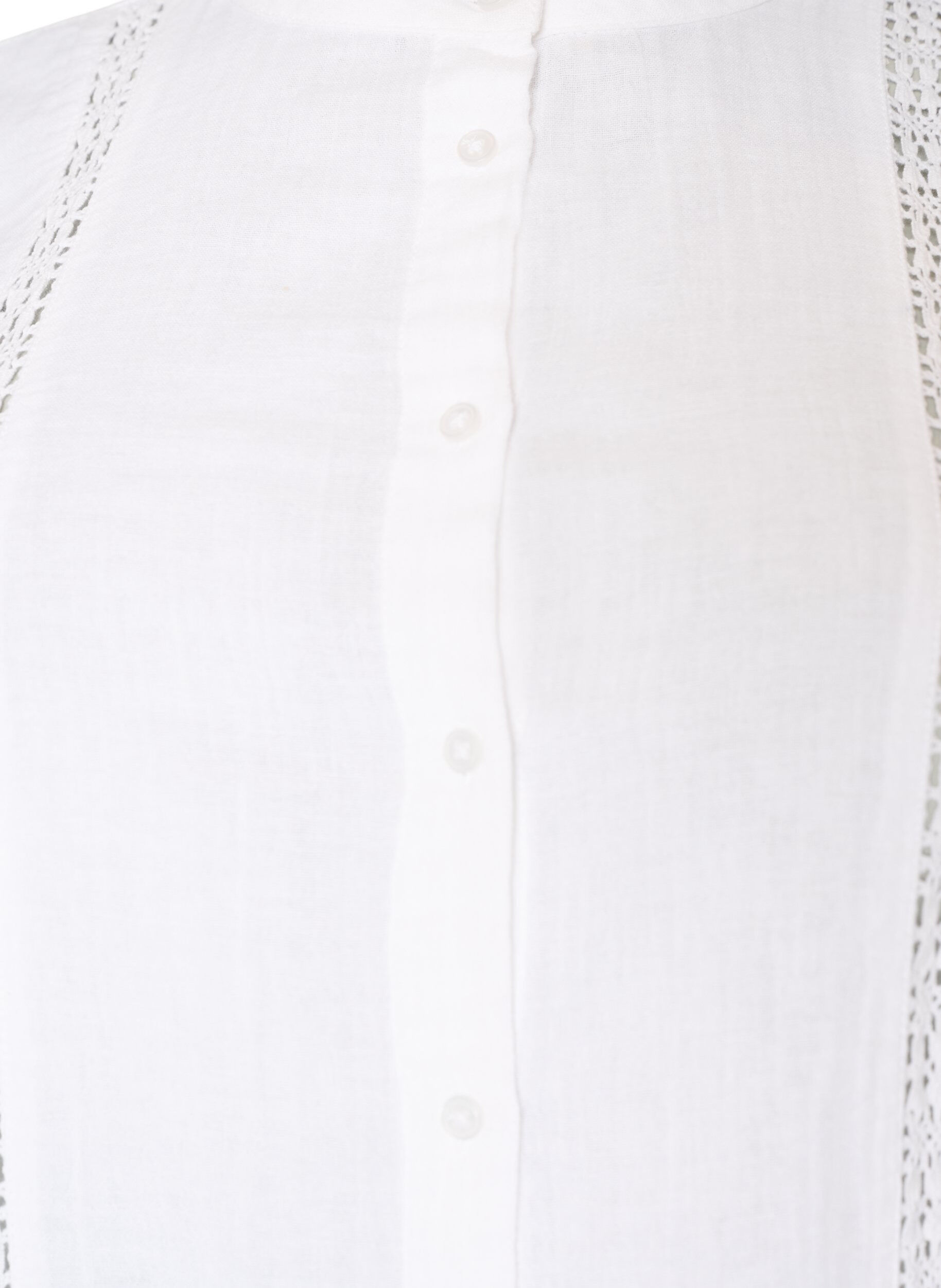ZizzifashionShort-sleeved cotton muslin blouse with crochet trim, White, Packshot image number 2