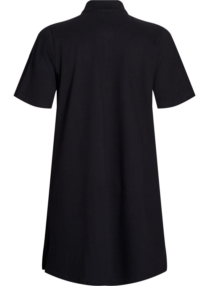 Short A-line polo dress, Black, Packshot image number 1