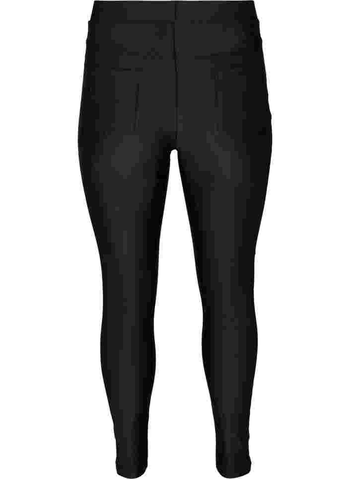Shiny leggings with back pockets 7/8 length, Black, Packshot image number 1