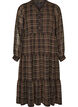 Checked midi dress with a tiered skirt, Brown, Packshot image number 0