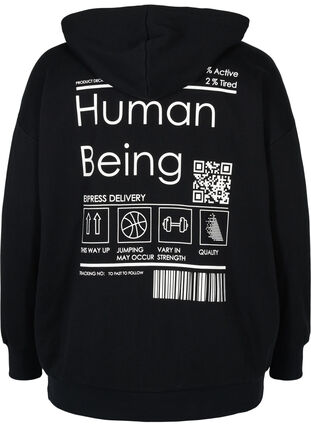 Cardigan with a hood and print, Black Human, Packshot image number 1