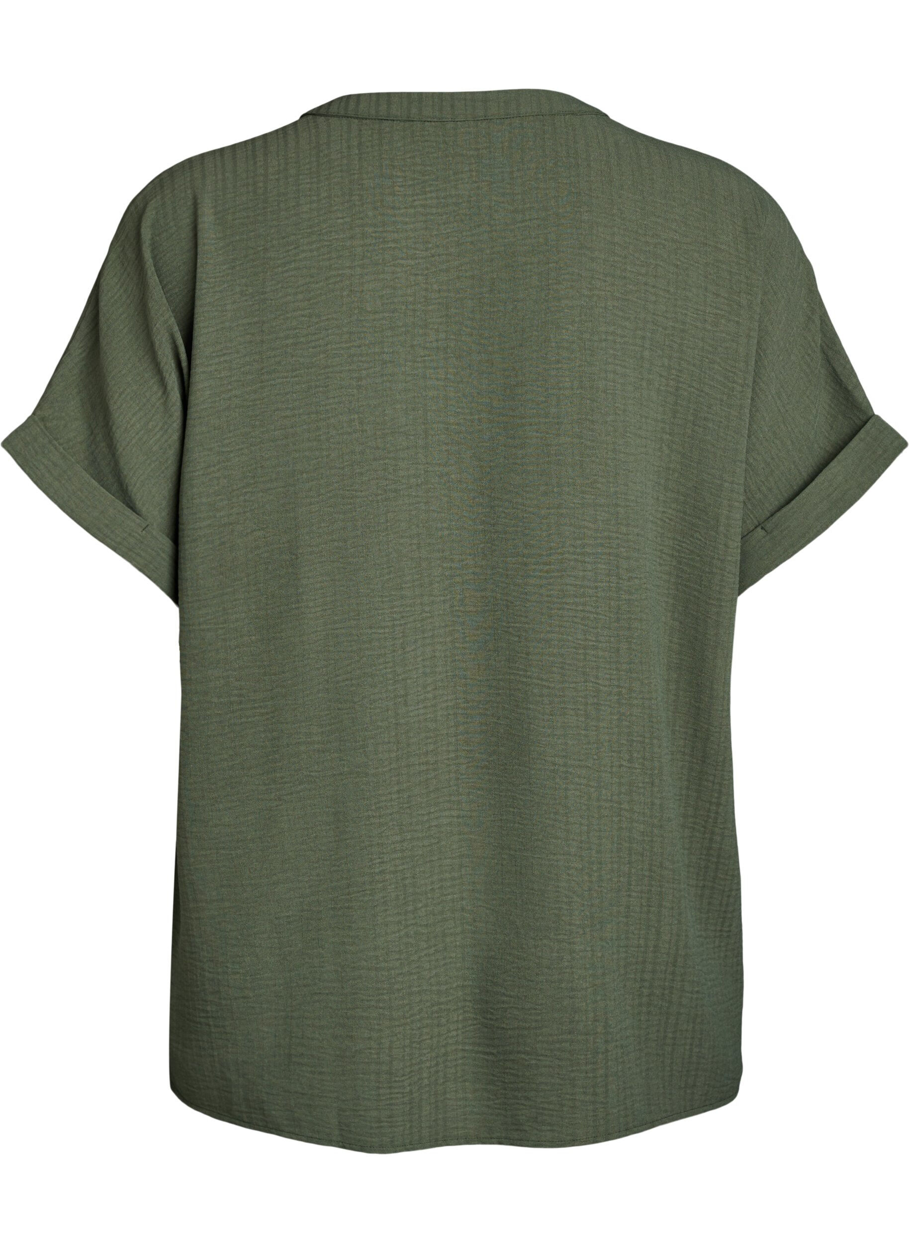 ZizzifashionLoose blouse with short sleeves, Green, Packshot image number 1