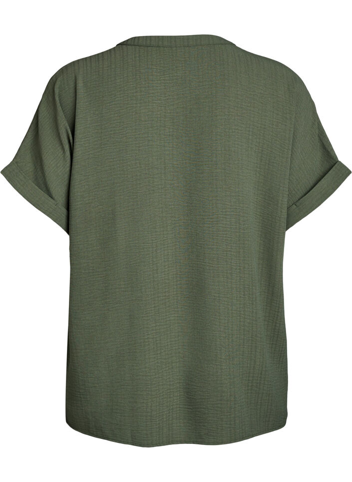 Loose blouse with short sleeves, Green, Packshot image number 1