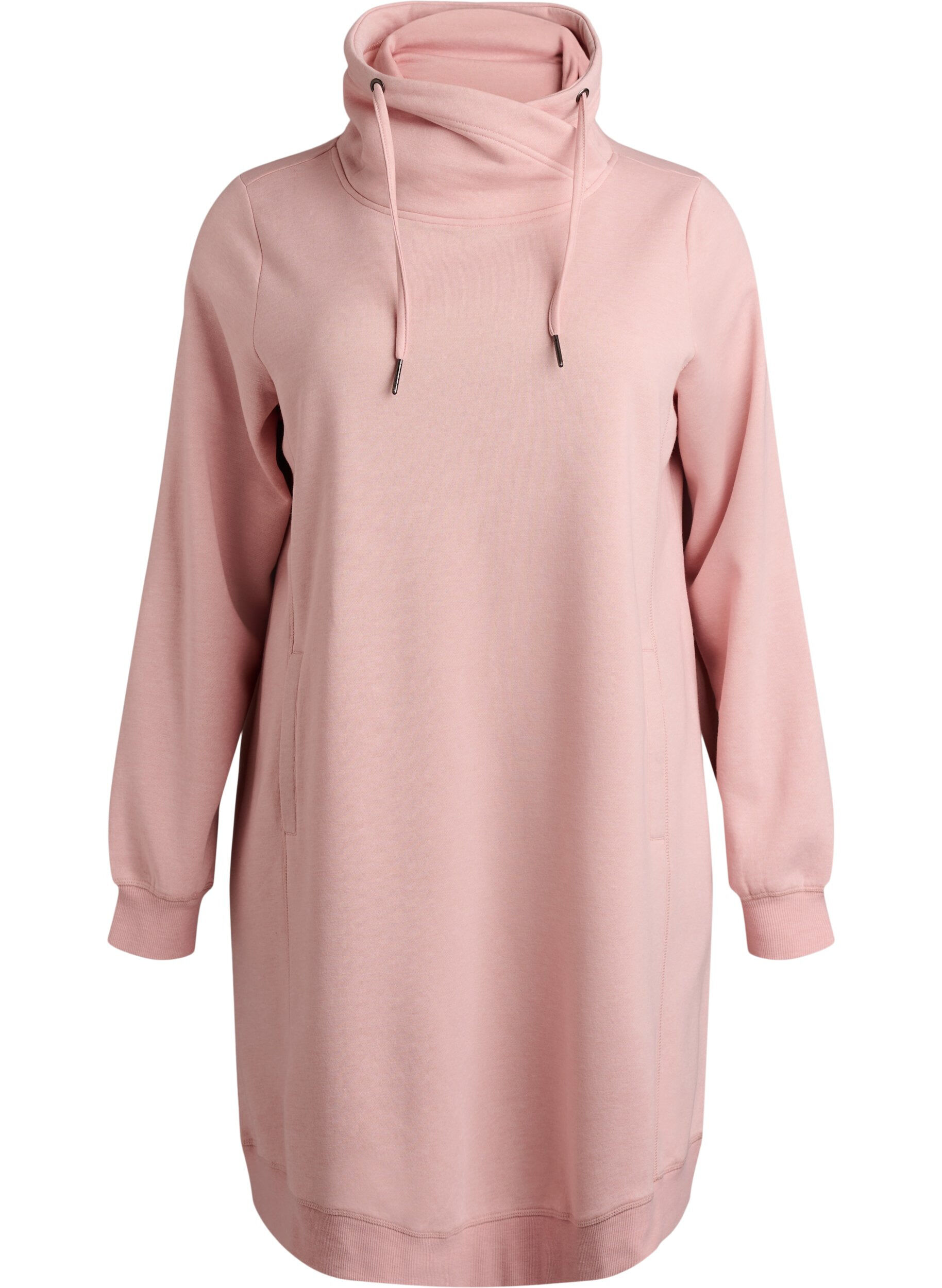 ZizzifashionShort sweatshirt dress with high collar and pockets, Red, Packshot image number 0