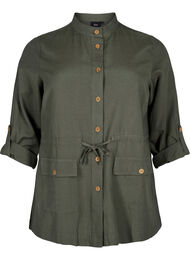 Linen blend shirt with pockets, Thyme, Packshot