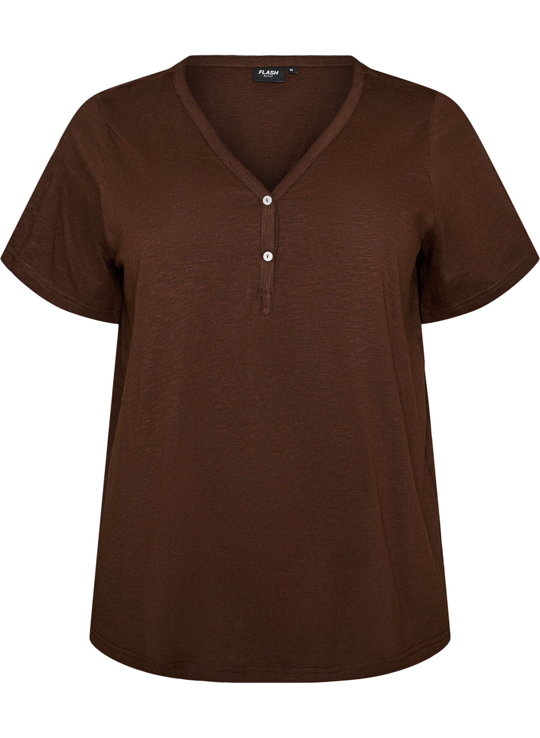 ZizzifashionT-shirt with button detail, Brown, Packshot image number 0