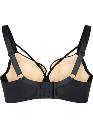 Padded bra with lace and string, Black, Packshot image number 1
