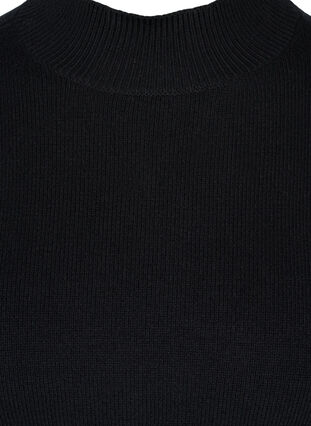 High neck, balloon-sleeved knitted blouse, Black, Packshot image number 2