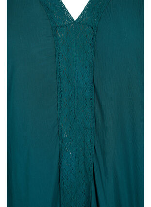 Viscose beach dress with lace details, Deep Teal, Packshot image number 2