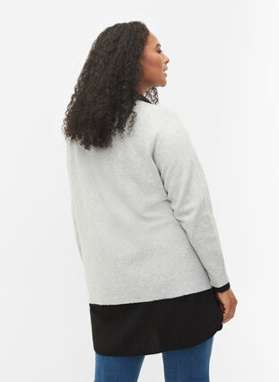 Melange knitted top with sequins, Light Grey Melange, Model image number 1