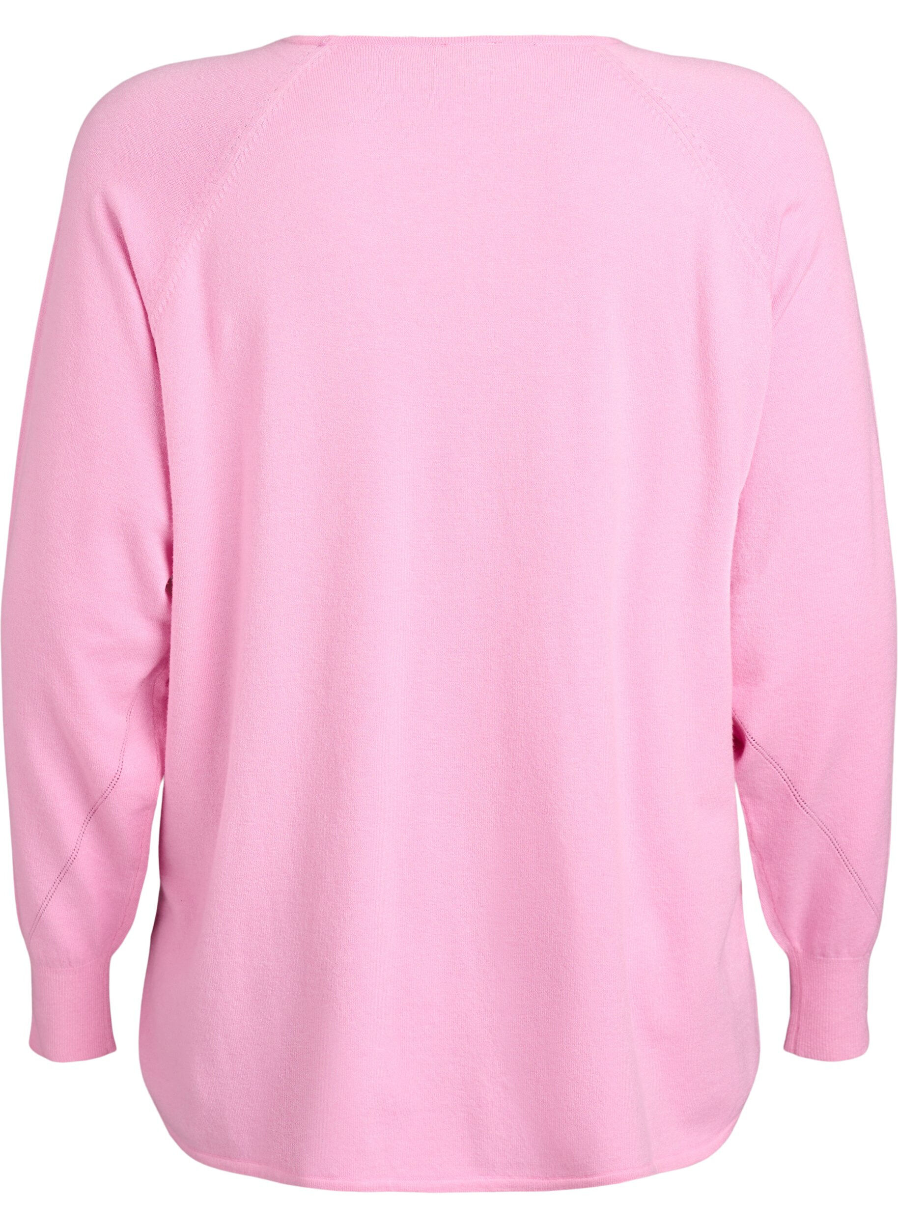 ZizzifashionKnit blouse with round neck and knitted pattern, Pink, Packshot image number 1