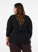Textured blouse with wavy edges, Black, Model image number 2