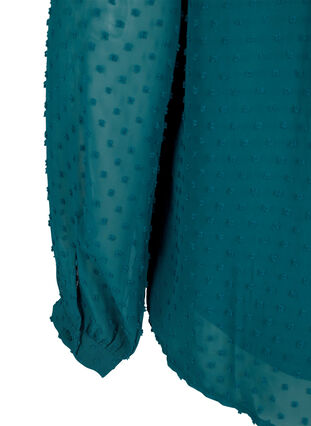 Shirt blouse with ruffles and dotted texture, Shaded Spruce, Packshot image number 2