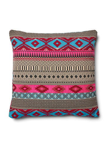 Jacquard patterned cushion cover, Pink/Blue, Packshot image number 0