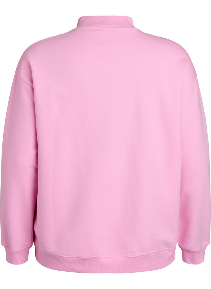 Sweatshirt with high neck and long sleeves, Pink, Packshot image number 3
