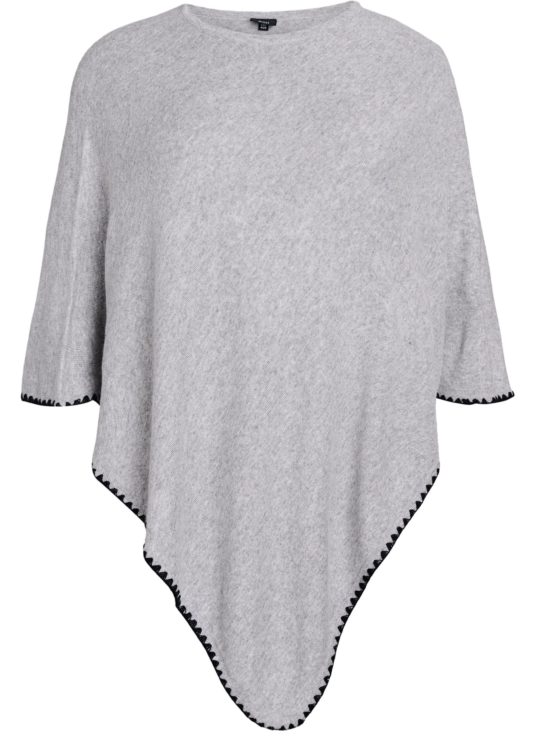 ZizzifashionFine-knit poncho, Grey, Packshot image number 0