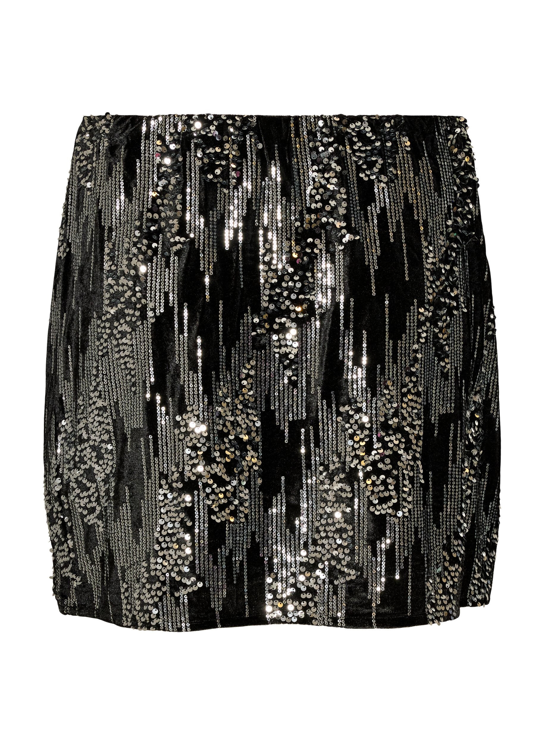 ZizzifashionShort sequin skirt, Black, Packshot image number 1