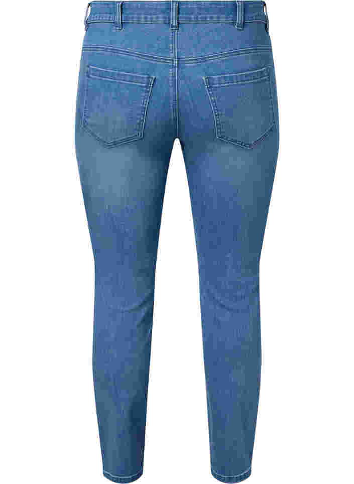 Cropped Emily jeans with embroidery, Blue denim, Packshot image number 1