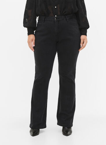 High-waisted Ellen bootcut jeans, Grey Denim, Model image number 2
