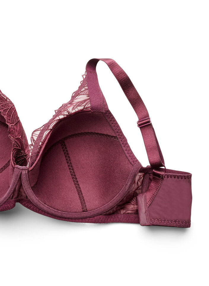 Padded lace bra with underwire, Red, Packshot image number 3