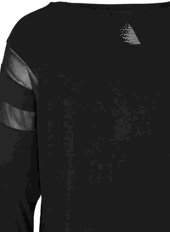 Sports blouse with mesh, Black, Packshot image number 3