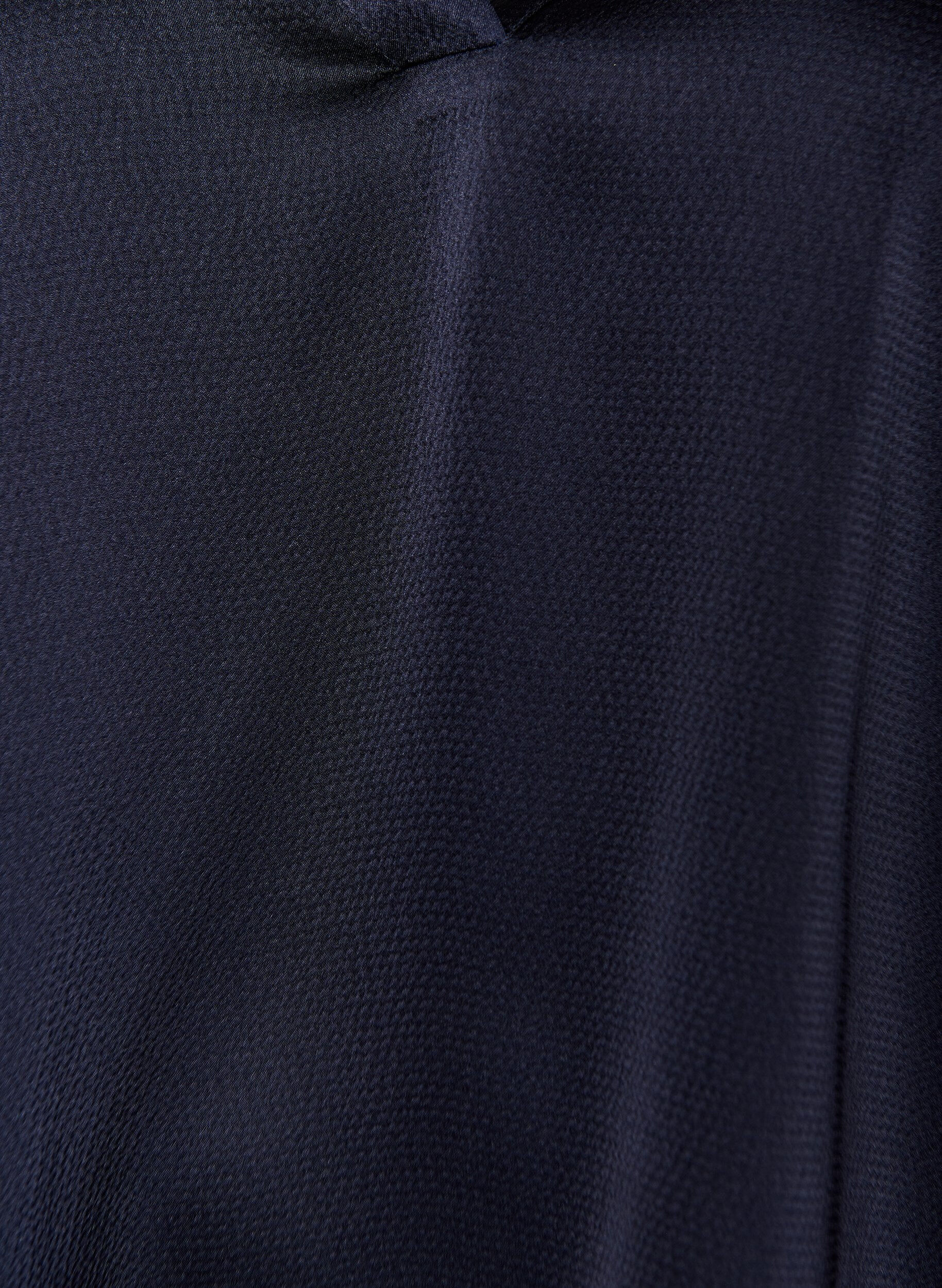 Zizzifashion Satin-look blouse with 1/2 sleeves and a ruffle collar, Blue, Packshot image number 2