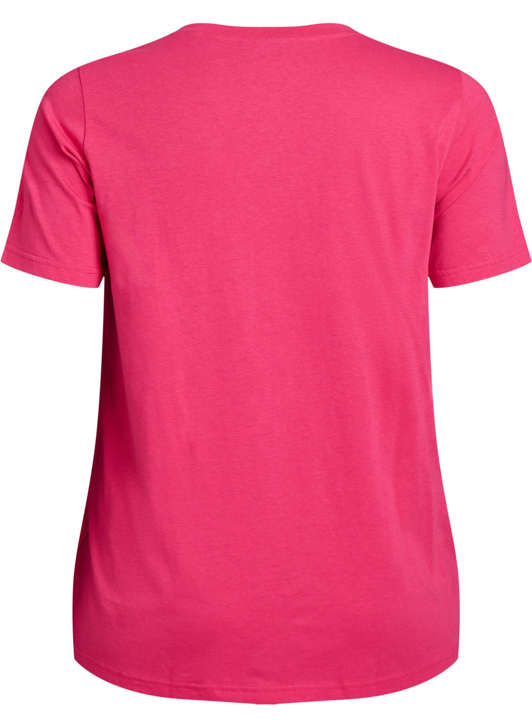 Zizzifashion Short sleeve t-shirt with v-neckline, Pink, Packshot image number 1