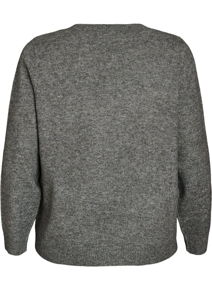 Knitted blouse with glitter bow, Grey, Packshot image number 1