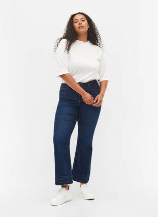 Ellen bootcut jeans with high waist, Dark blue, Model image number 0