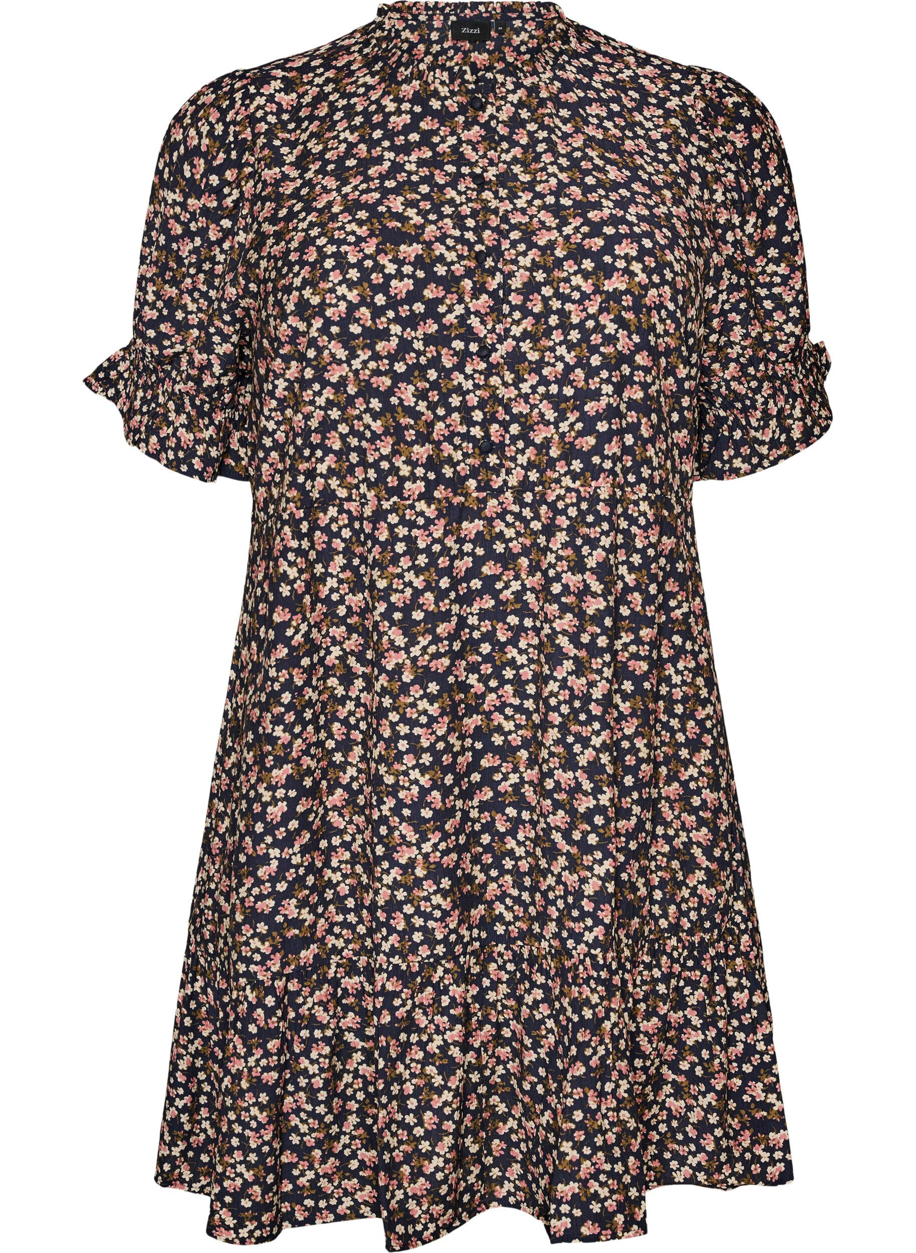 Short viscose dress with ruffle details