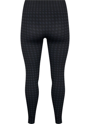 Seamless leggings in houndstooth pattern, Black w. Dark Grey, Packshot image number 1