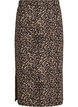 Midi skirt with slit and leopard print, Brown, Packshot image number 1