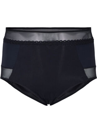 Panty with mesh and extra high waist, Black, Packshot image number 0