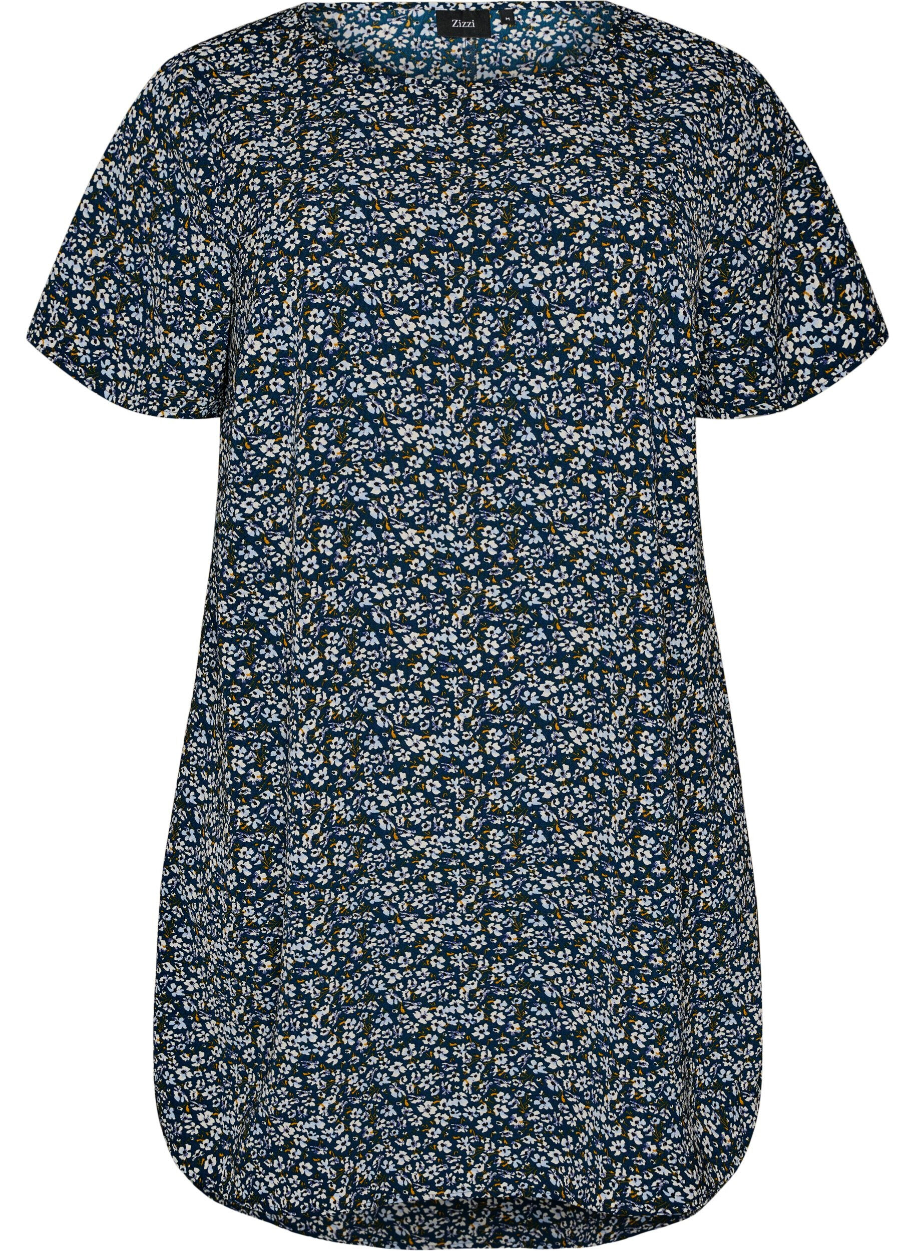 Zizzifashion Dress with print and short sleeves, Blue, Packshot image number 0