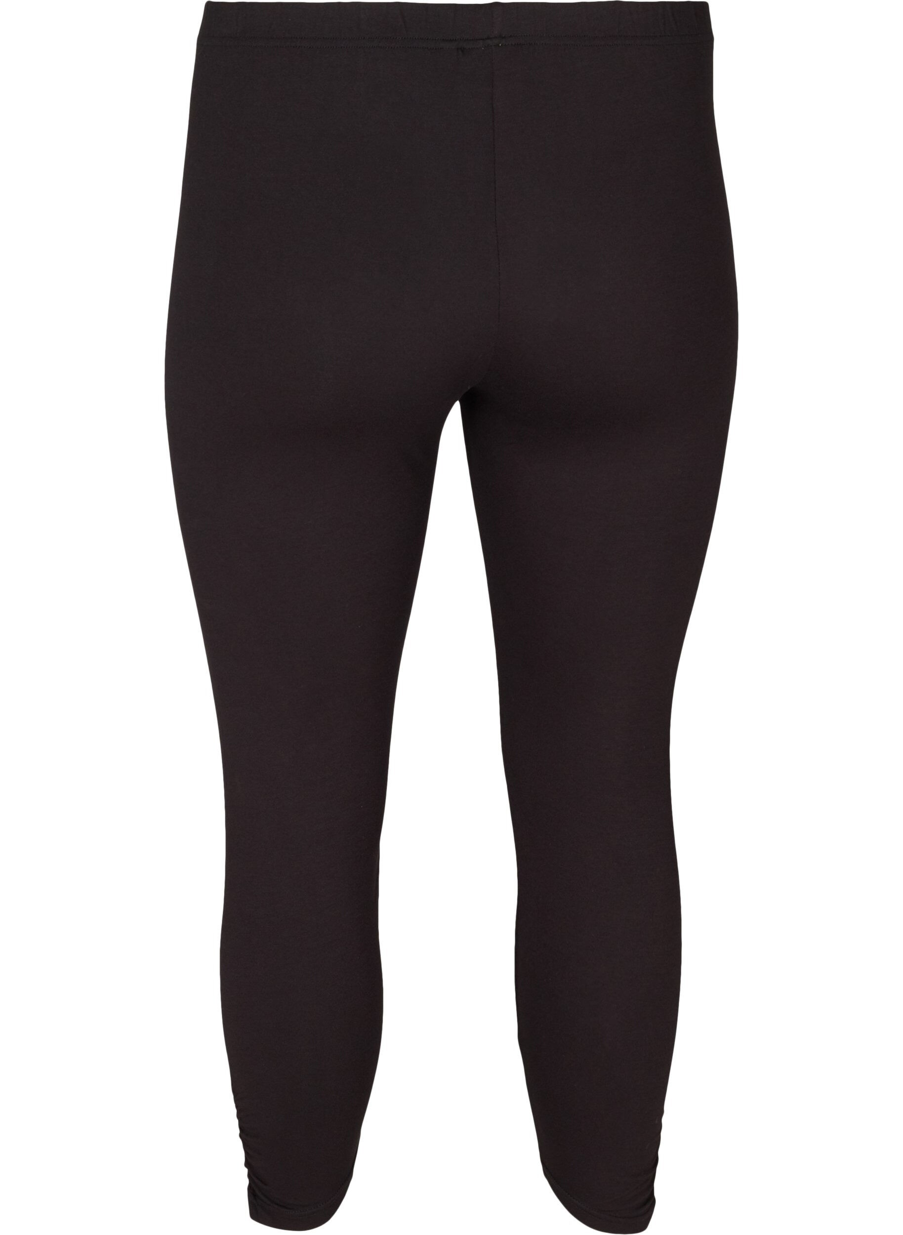 Zizzifashion Basic 3/4 leggings with wrinkle detail, Black, Packshot image number 1