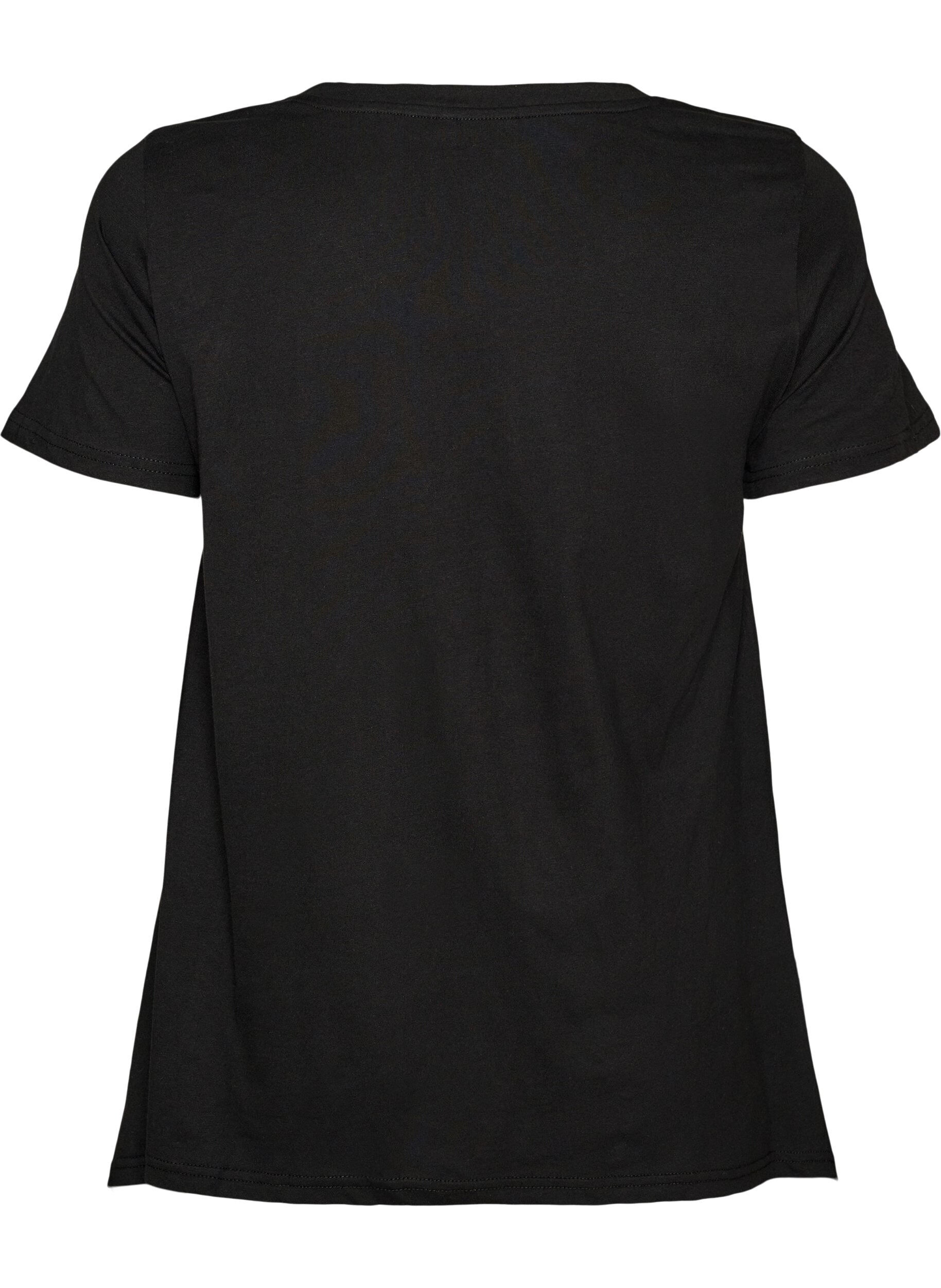 ZizzifashionT-shirt with a round neck and A-line shape, Black, Packshot image number 1