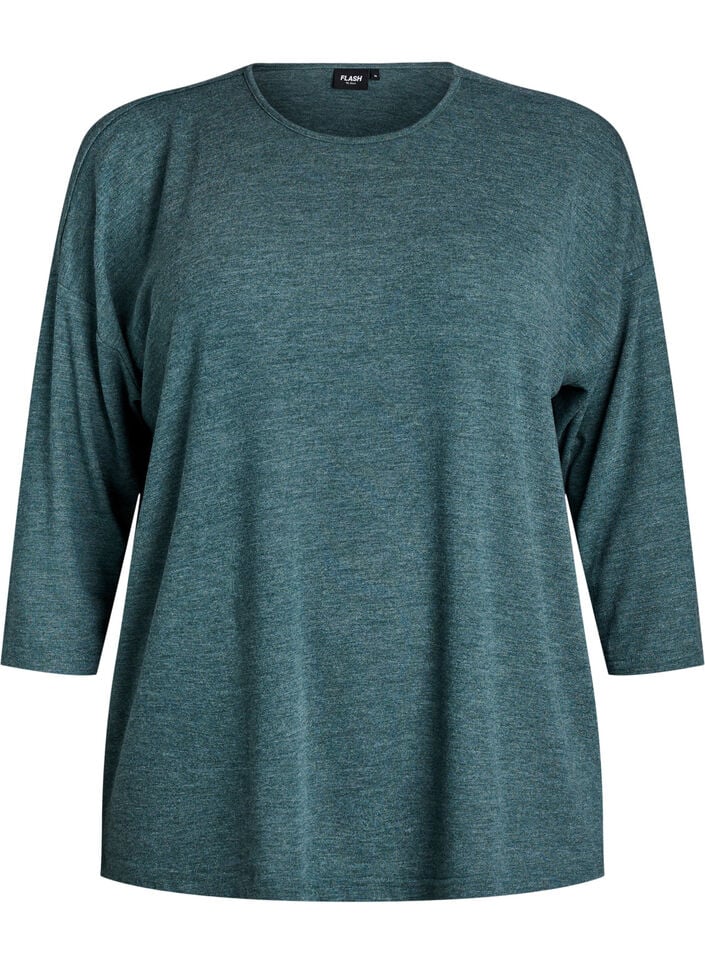 Jersey blouse with 3/4 sleeves, Green, Packshot image number 0