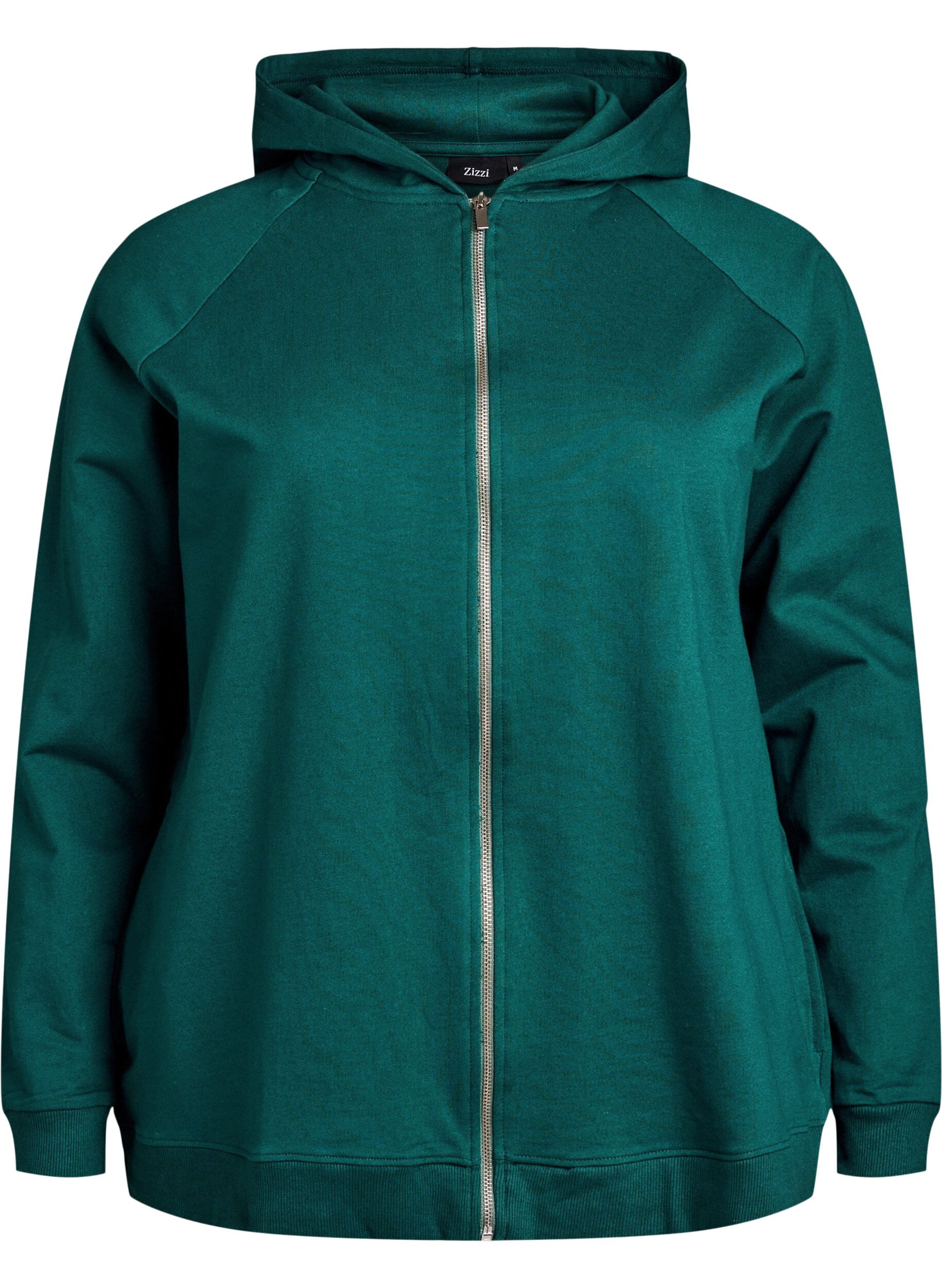 ZizzifashionHoodie with zipper and back print, Green, Packshot image number 0