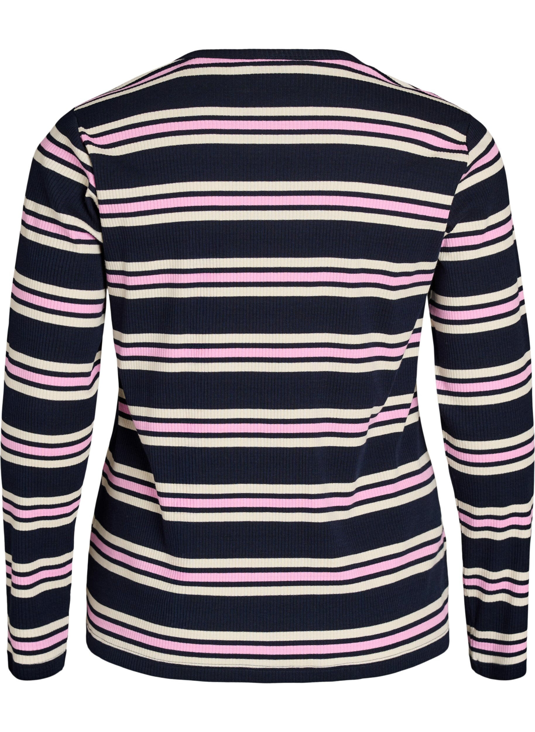 ZizzifashionLong-sleeved night top in ribbed jersey with stripes, Blue, Packshot image number 1