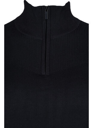 Bamboo knitted top with high neck and zip, Black, Packshot image number 2