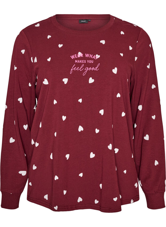 Printed night top, Red, Packshot image number 0