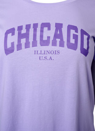 Cotton t-shirt with text print, Lavender W. Chicago, Packshot image number 2