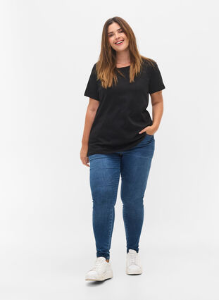 Basics cotton t-shirt 2-pack, Black/Black, Model image number 2