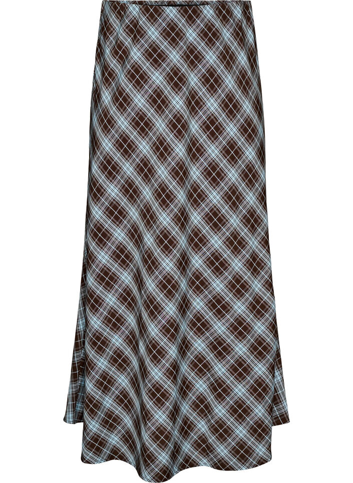 Checked A-line maxi skirt, Light Blue, Packshot image number 0