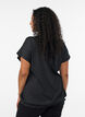 Jersey blouse with textured stripes and a smocked hem, Black, Model image number 2