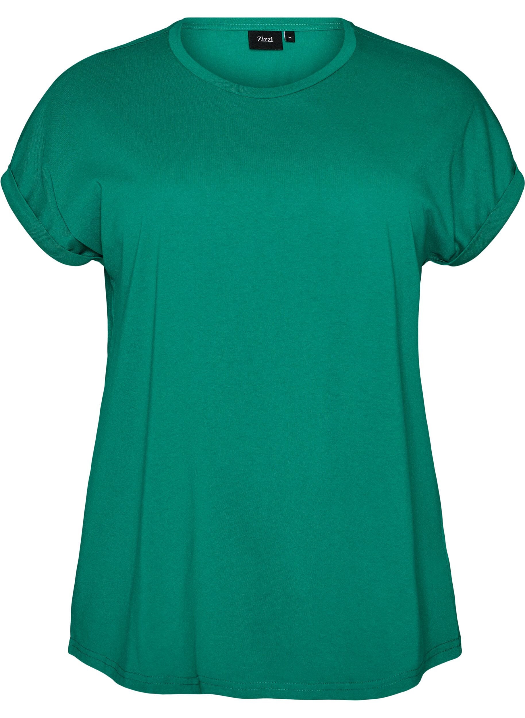 Short-sleeved cotton blend T-shirt
